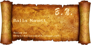 Balla Nanett névjegykártya